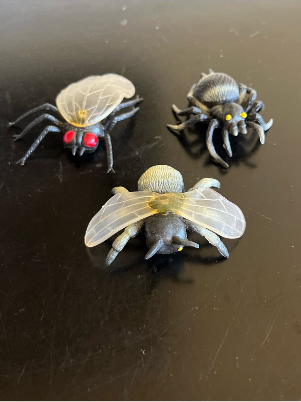 vintage new 90s set of 3 bugs 2-2.5” / fly, spider and bumble bee